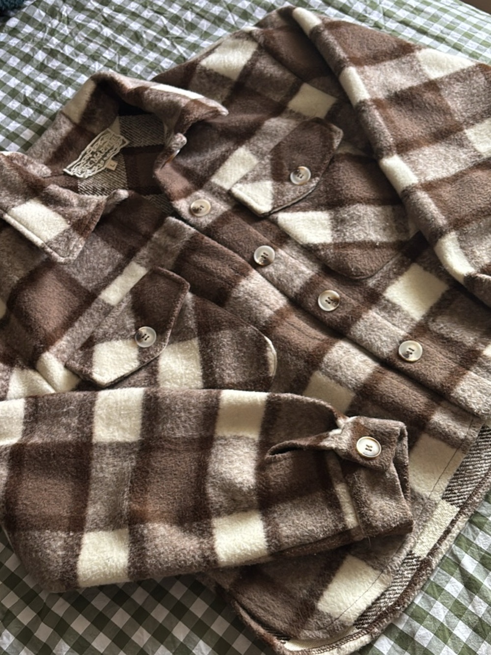 Pink Martini Brown & Cream Plaid Cropped Jacket